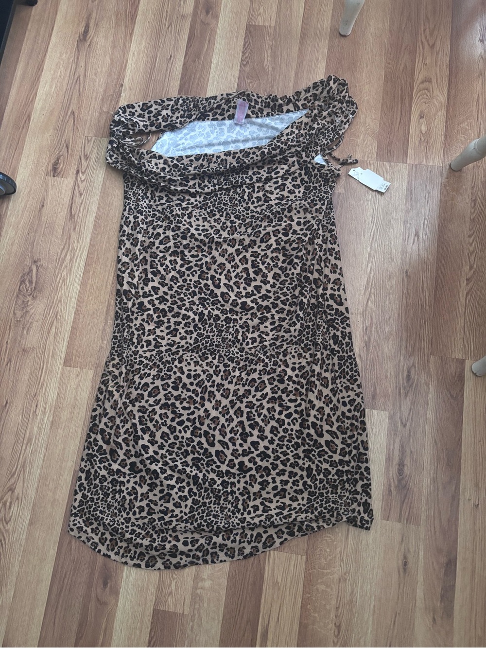 Leopard Print Cowl Neck Dress - Brown & Black
